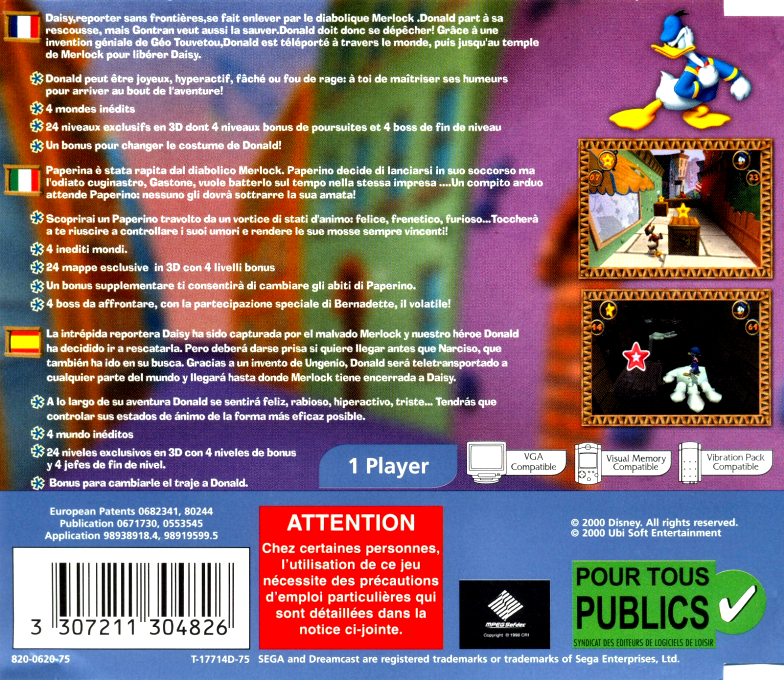 Disney's Donald Duck Quack Attack — box-2D-back (FR)