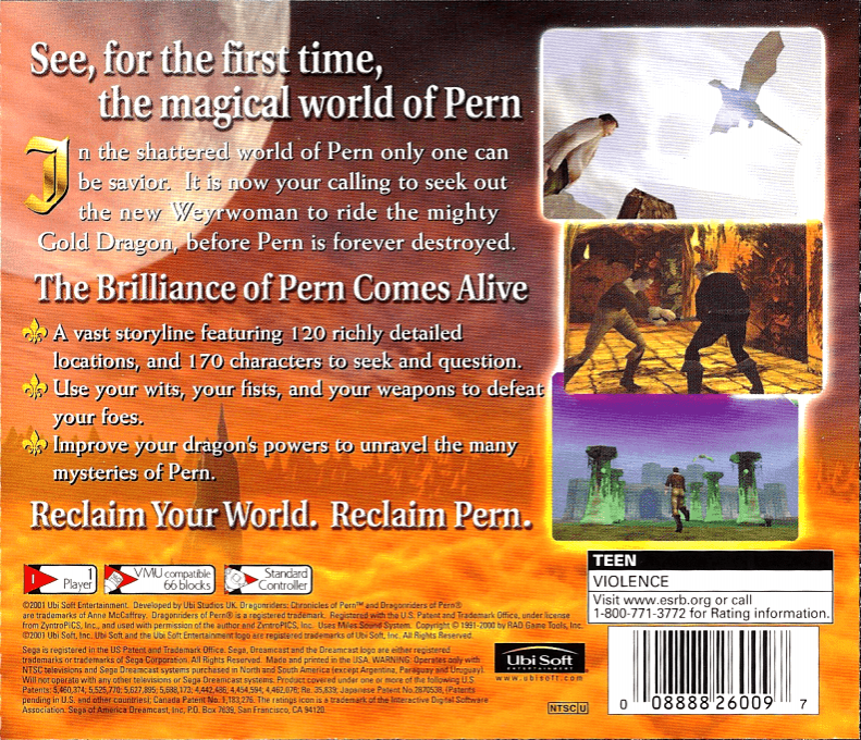 Dragon Riders - Chronicles of Pern — box-2D-back (US)