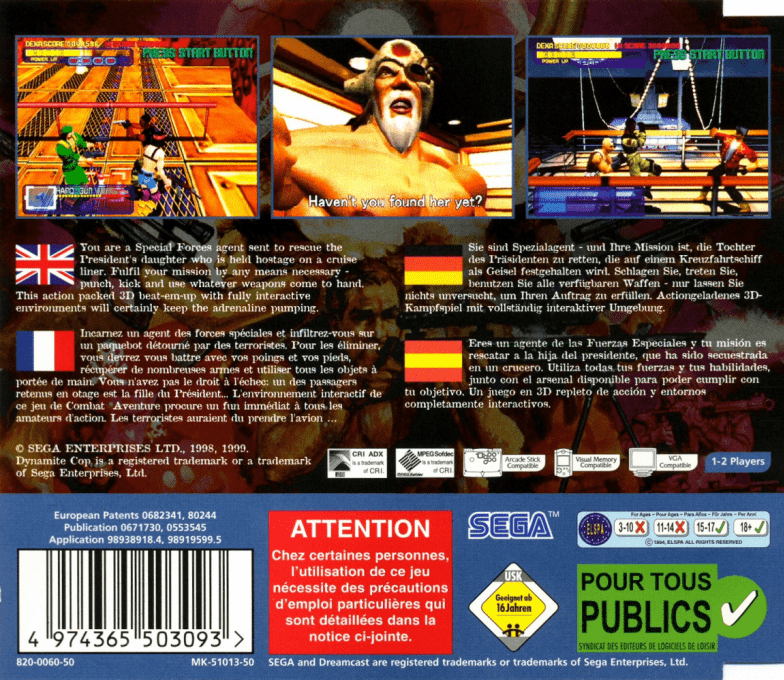 Dynamite Cop — box-2D-back (EU)