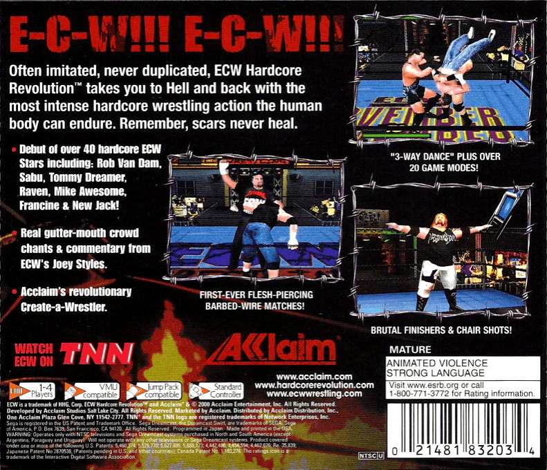 ECW Hardcore Revolution — box-2D-back (US)