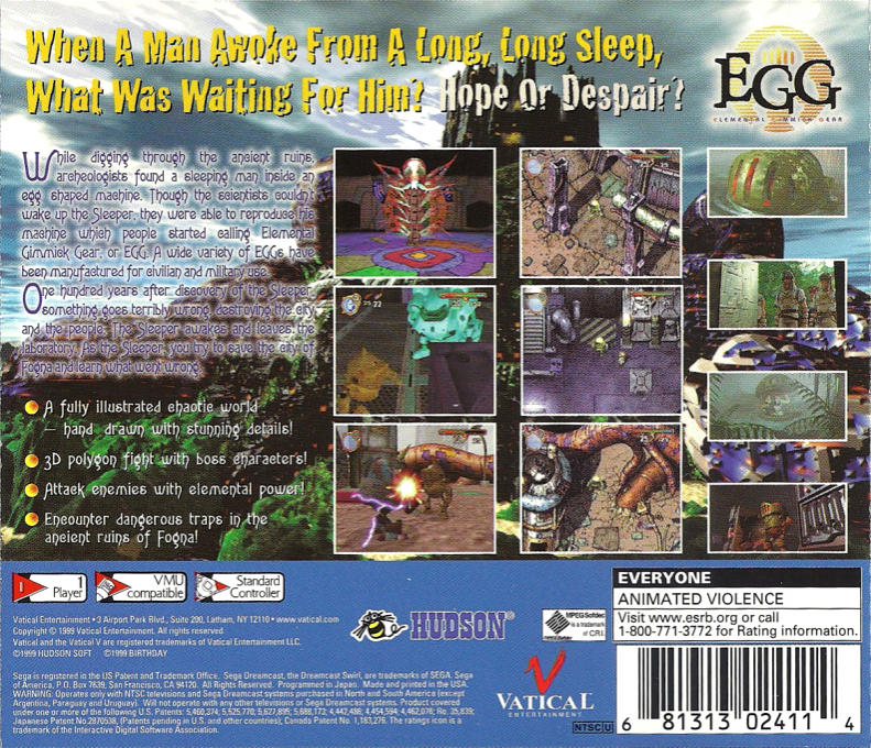 Elemental Gimmick Gear - E.G.G. — box-2D-back (US)