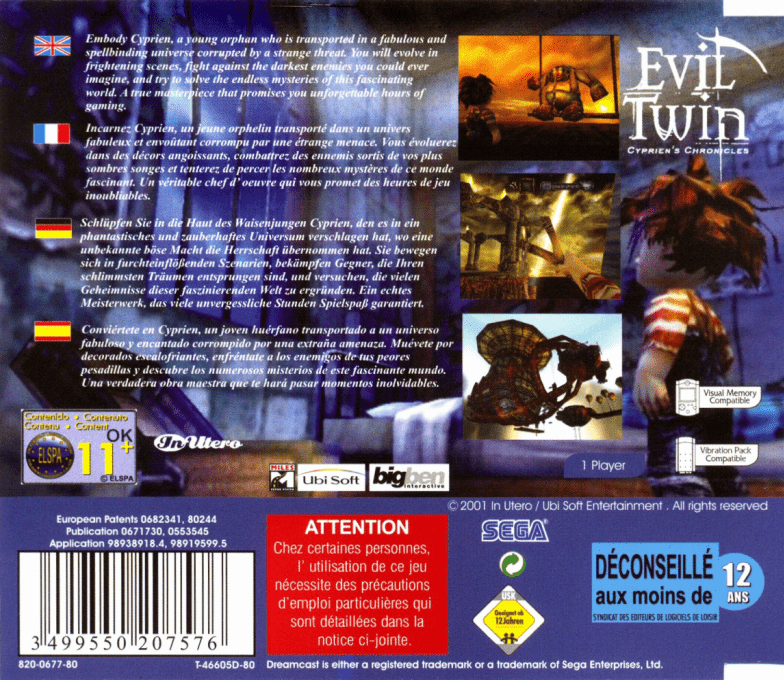 Evil Twin - Cyprien's Chronicles — box-2D-back (EU)