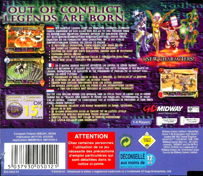 Gauntlet Legends — box-2D-back (EU)