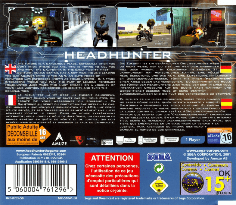 Headhunter — box-2D-back (EU)