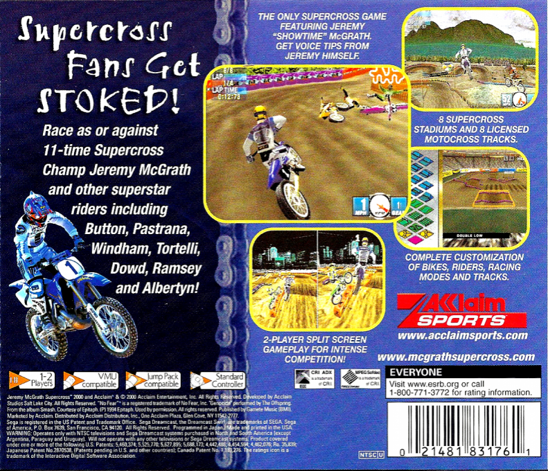 Jeremy McGrath Supercross 2000 — box-2D-back (US)