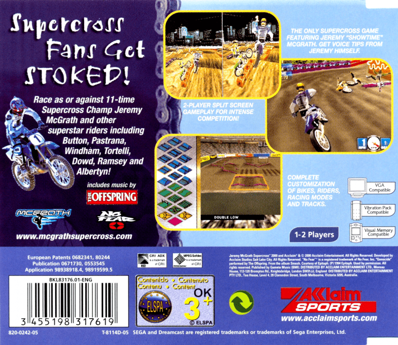 Jeremy McGrath Supercross 2000 — box-2D-back (EU)