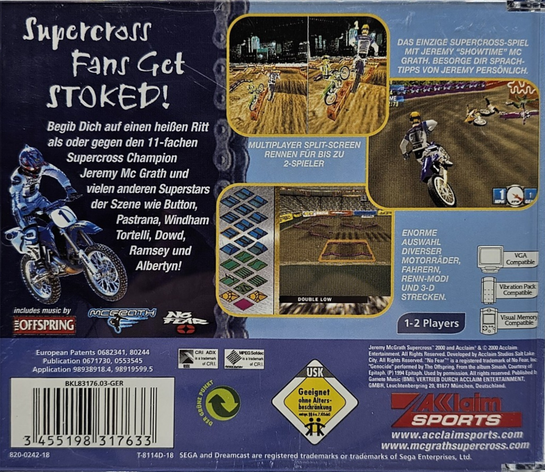 Jeremy McGrath Supercross 2000 — box-2D-back (DE)