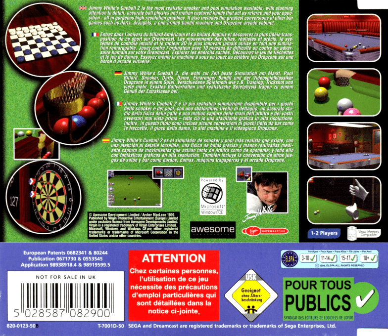 Jimmy White's 2 - Cueball — box-2D-back (EU)