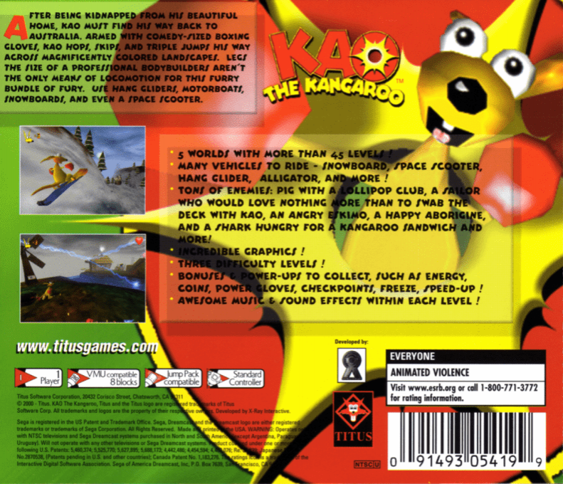 KAO The Kangaroo — box-2D-back (US)