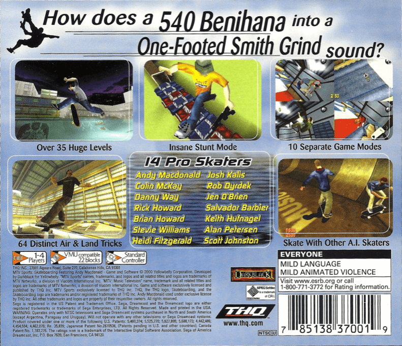 MTV Sports - Skateboarding Featuring Andy Macdonald — box-2D-back (US)