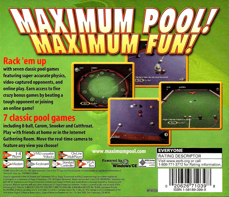 Maximum Pool — box-2D-back (US)