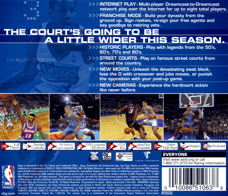NBA 2K1 — box-2D-back (JP)