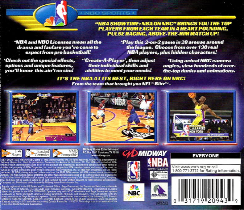 NBA Showtime - NBA on NBC — box-2D-back (US)