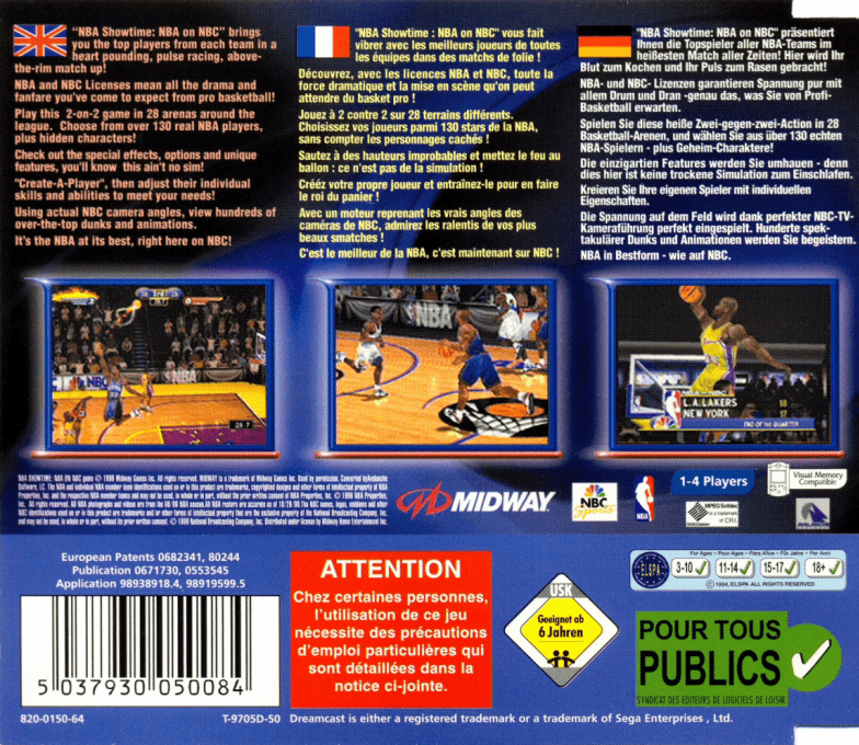 NBA Showtime - NBA on NBC — box-2D-back (EU)