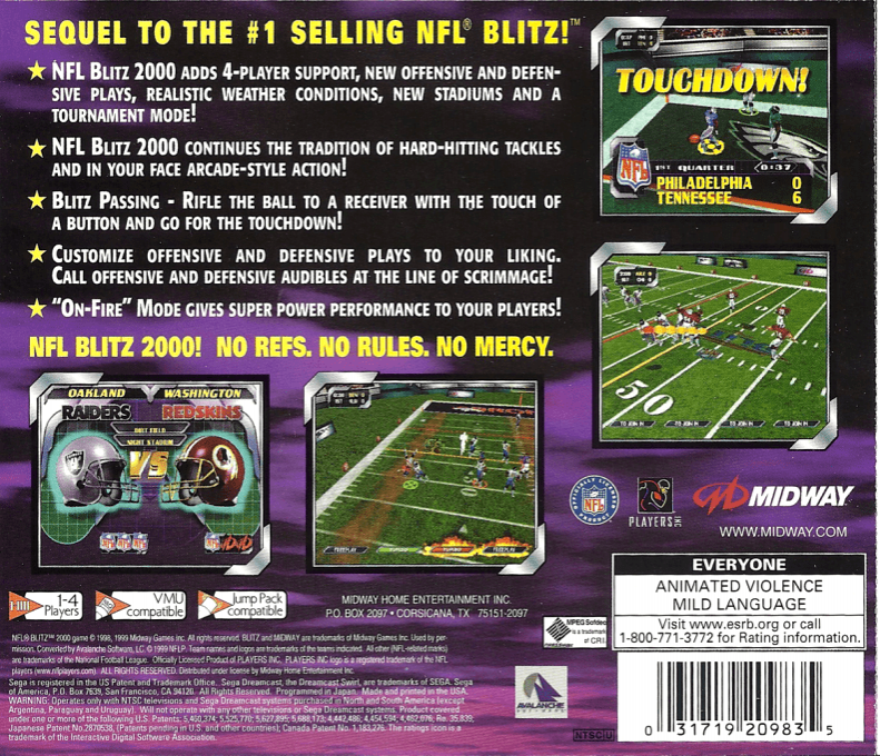 NFL Blitz 2000 — box-2D-back (US)