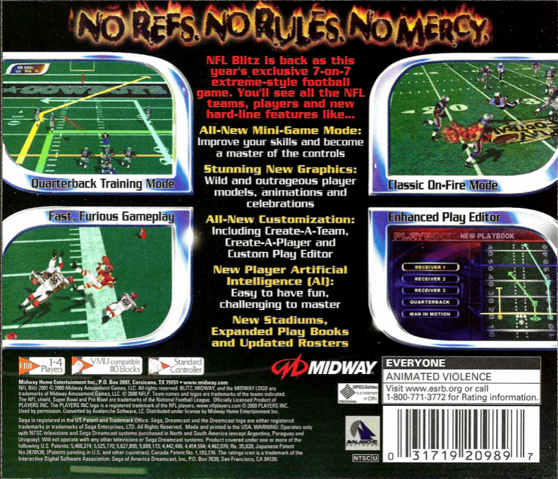 NFL Blitz 2001 — box-2D-back (US)