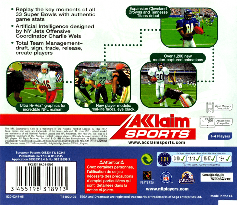 NFL Quarterback Club 2000 — box-2D-back (EU)