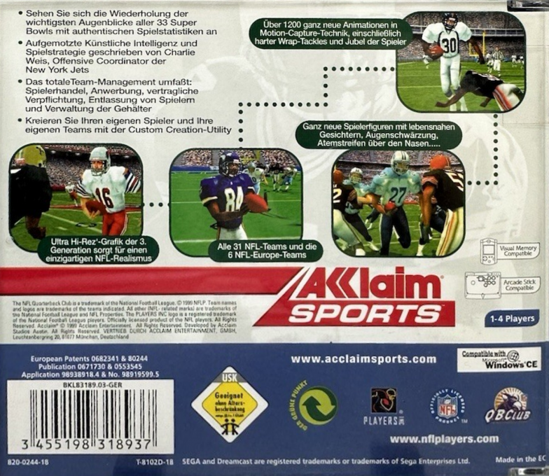 NFL Quarterback Club 2000 — box-2D-back (DE)