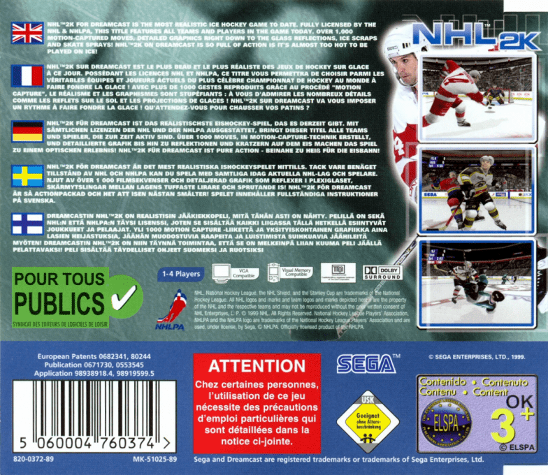 NHL 2K — box-2D-back (EU)