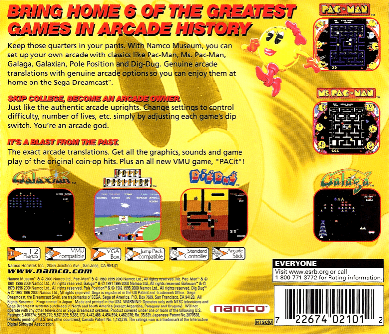 Namco Museum — box-2D-back (US)