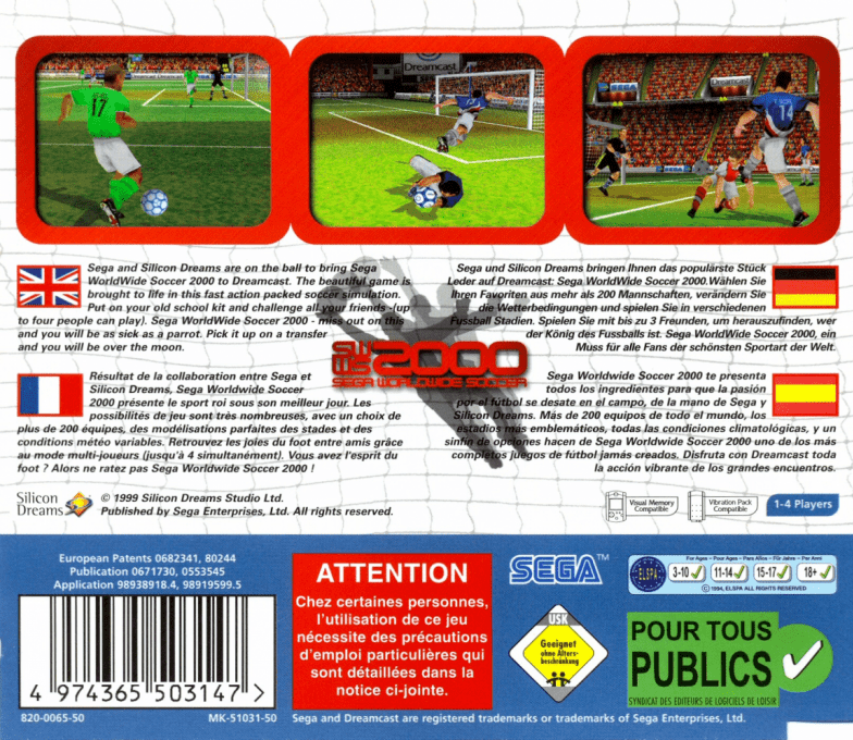 Sega Worldwide Soccer 2000 — box-2D-back (EU)