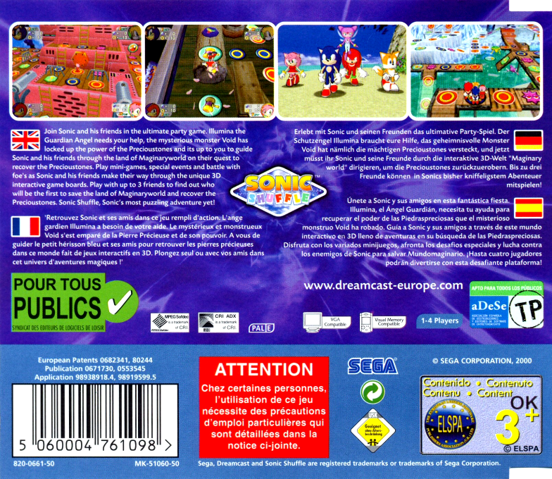 Sonic Shuffle — box-2D-back (EU)