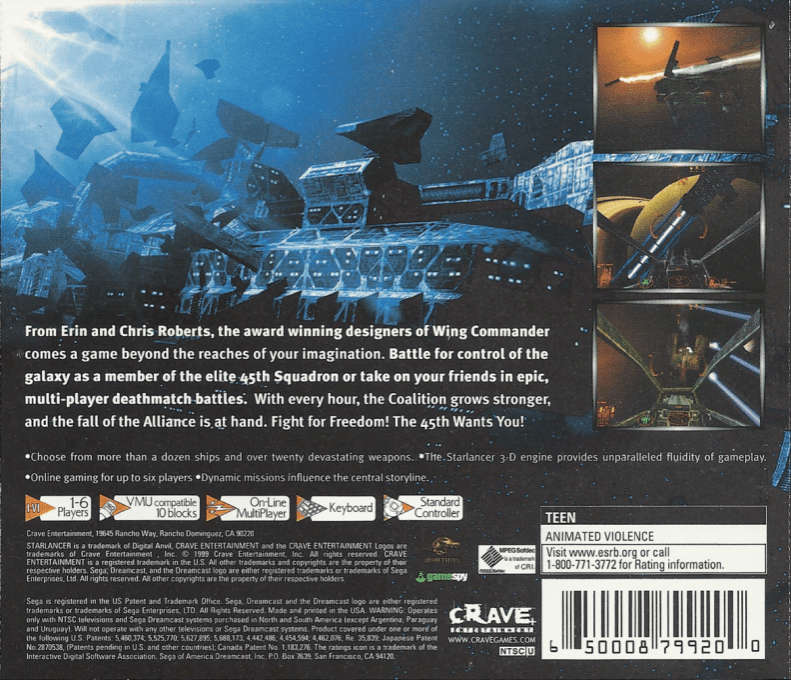 StarLancer — box-2D-back (US)