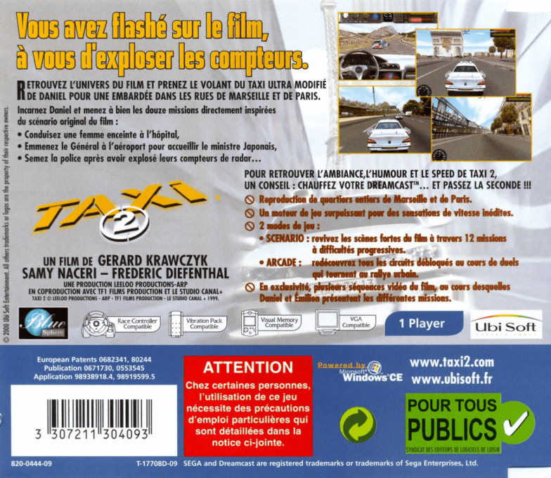 Taxi 2 - Le Jeu — box-2D-back (FR)