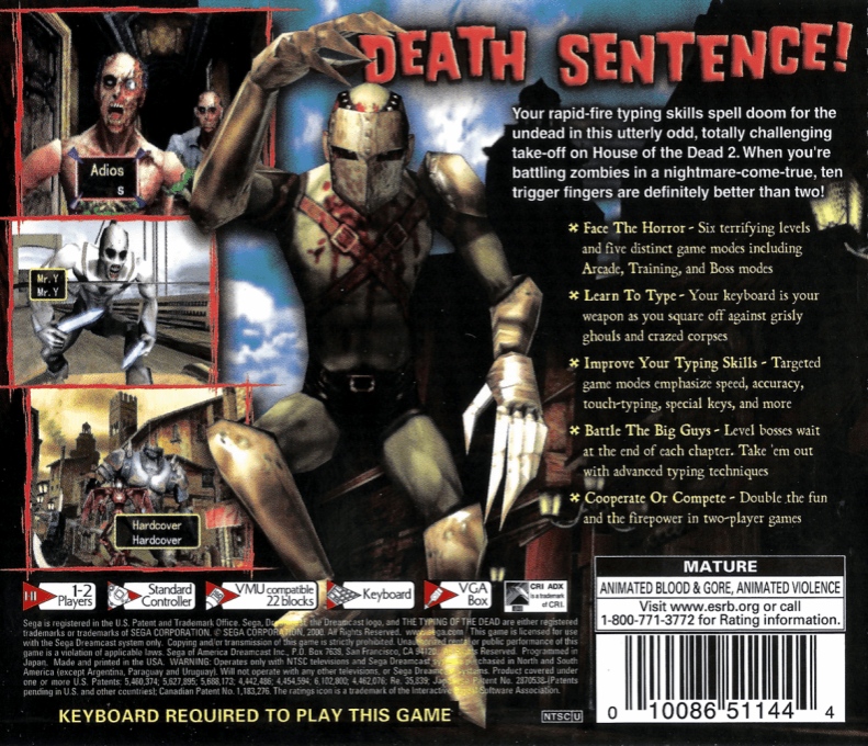 Typing of the Dead, The — box-2D-back (US)