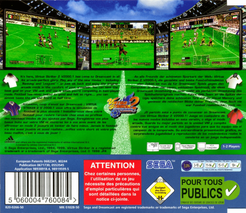 Virtua Striker 2 Ver. 2000.1 — box-2D-back (EU)