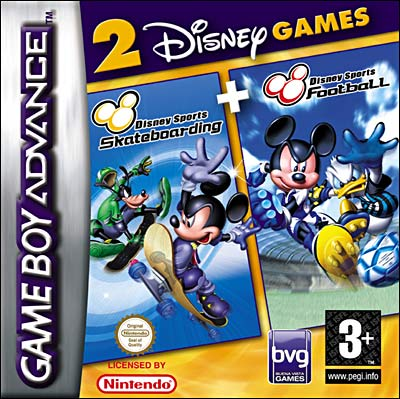 2 Disney Games - Disney Sports - Football + Disney Sports - Skateboarding box art
