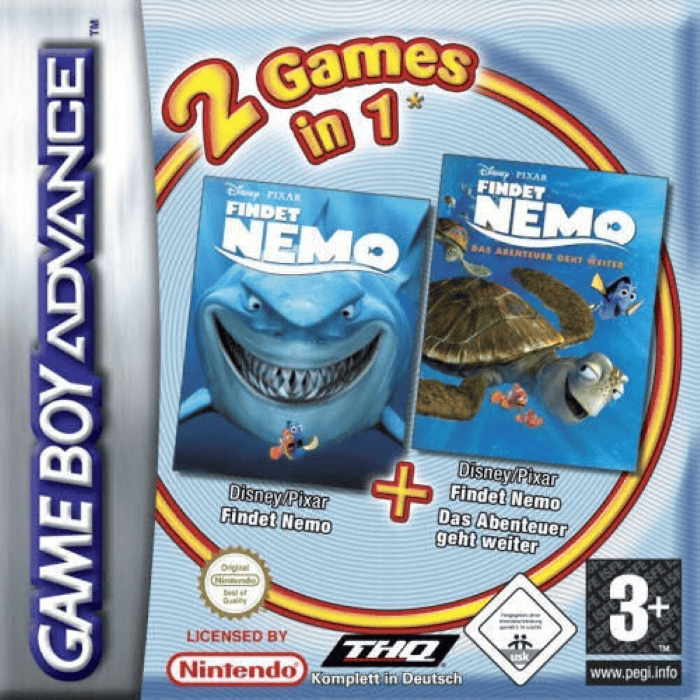2 Games In 1 - Finding Nemo + Finding Nemo - The Continuing Adventures — box-2D (DE)