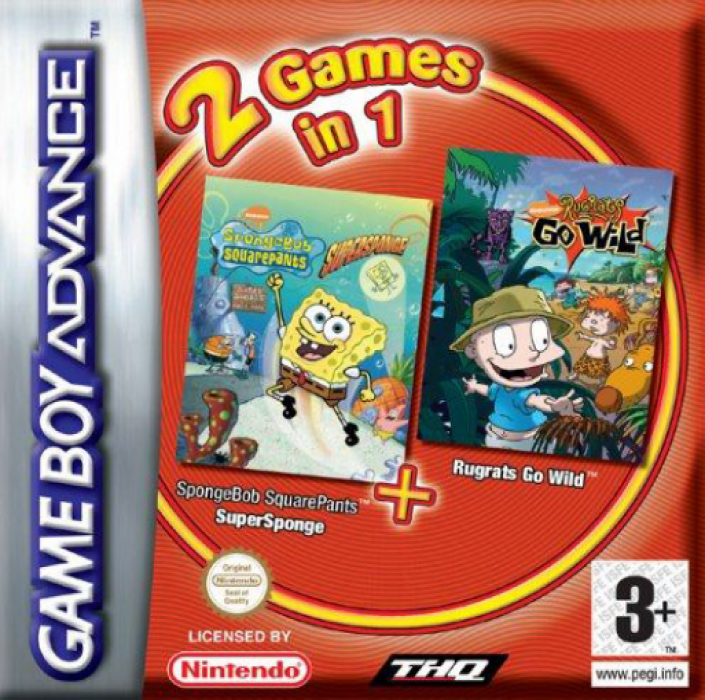 2 Games In 1 - Spongebob Squarepants - Supersponge + Rugrats Go Wild box art