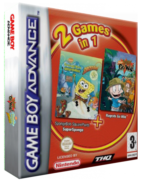 2 Games In 1 - Spongebob Squarepants - Supersponge + Rugrats Go Wild — box-3D (EU)