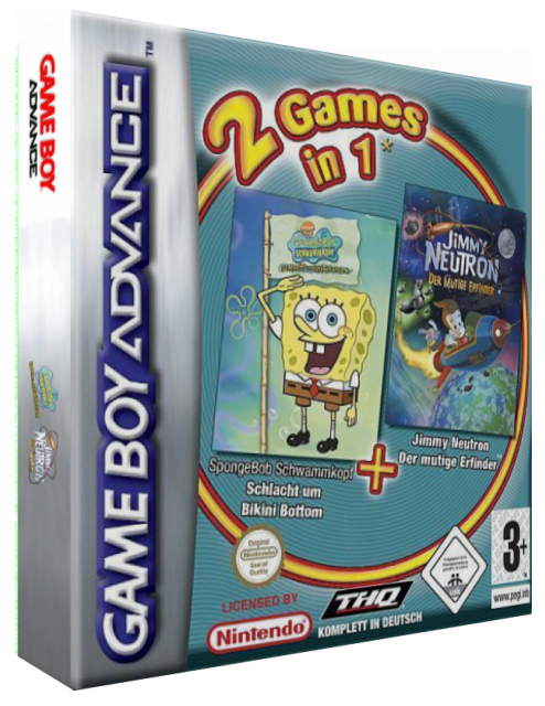 2 Games In 1 - Spongebob Squarepants - Battle For Bikini Bottom + Jimmy Neutron Boy Genius — box-3D (EU)