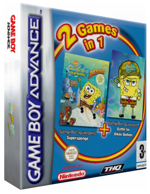 2 Games In 1 - Spongebob Squarepants - Supersponge + Spongebob Squarepants - Battle For Bikini Bottom — box-3D (EU)