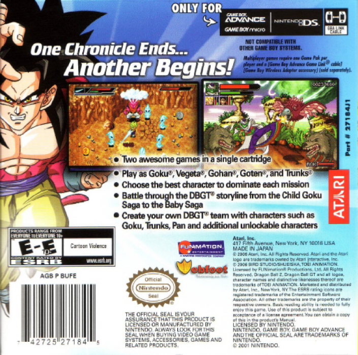2 Games In 1! - Dragon Ball Z - Buu's Fury + Dragon Ball Gt - Transformation — box-2D-back (US)
