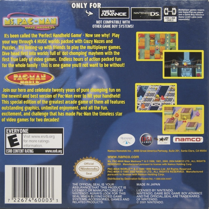 2 Great Games! - Pac-man World + Ms. Pac-man - Maze Madness — box-2D-back (US)