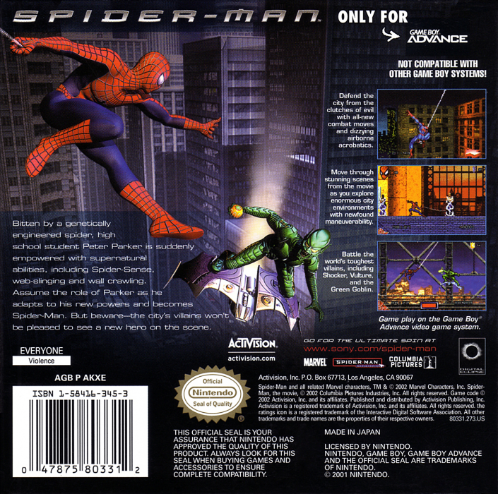 2 In 1 Game Pack - Spider-man + Spider-man 2 — box-2D-back (US)