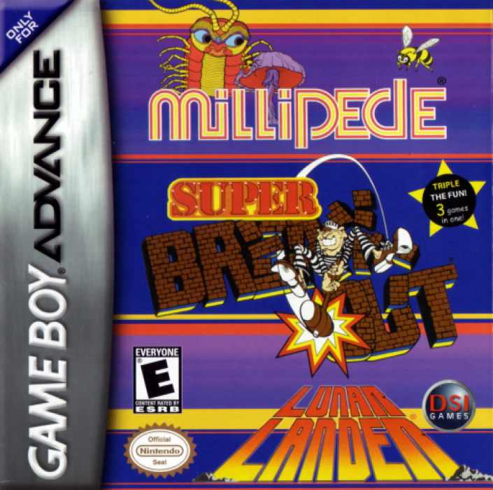3 Games In One! - Super Breakout + Millipede + Lunar Lander box art