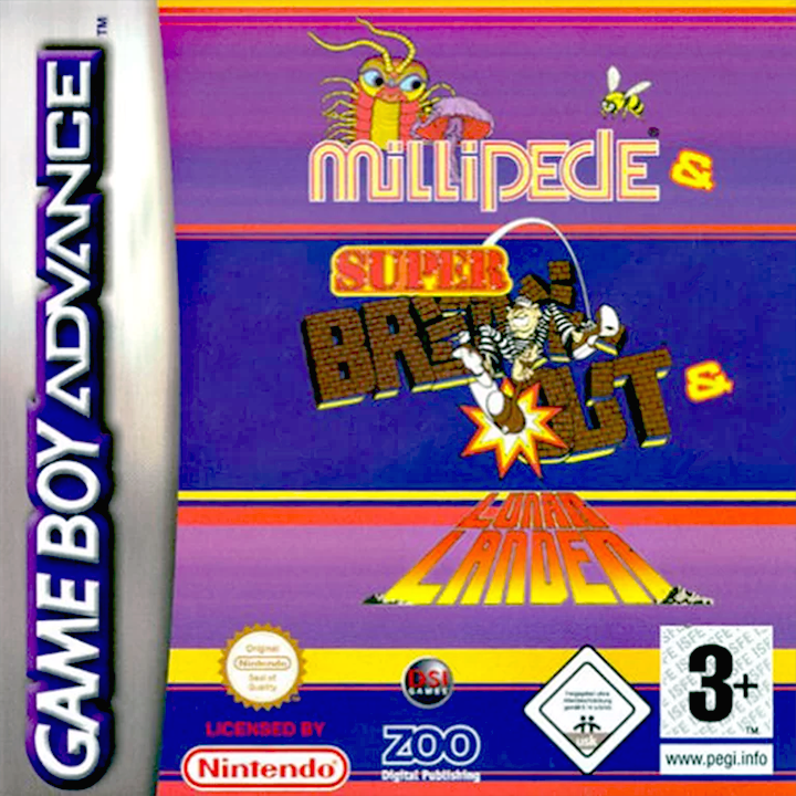 3 Games In One! - Super Breakout + Millipede + Lunar Lander — box-2D (EU)