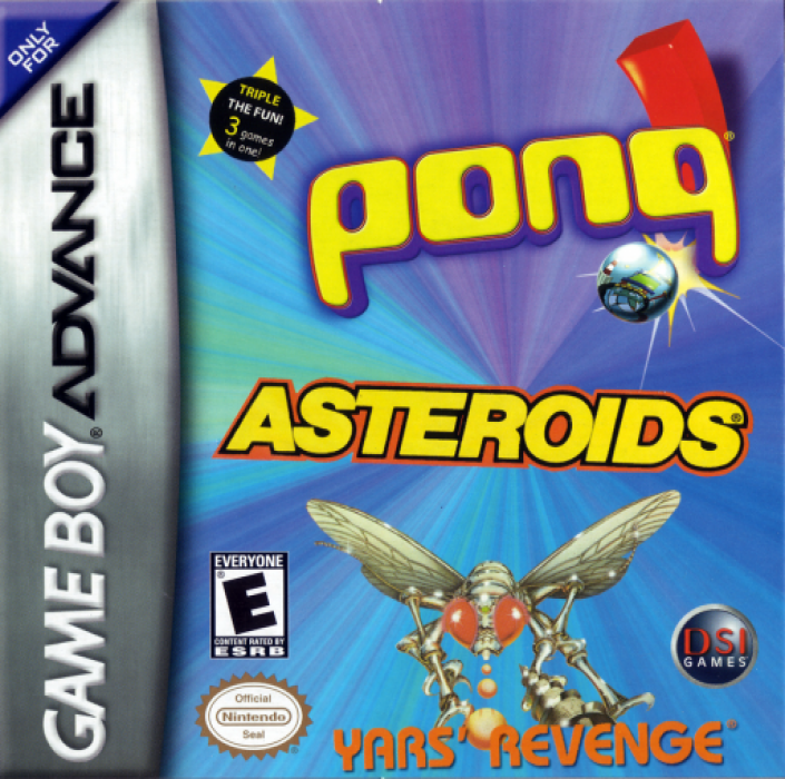 3 Games in One! : Yars' Revenge + Asteroids + Pong box art