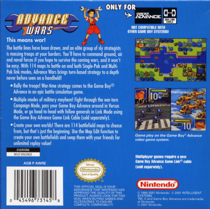 Advance Wars — box-2D-back (US)