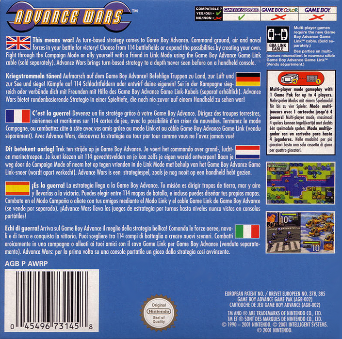 Advance Wars — box-2D-back (EU)