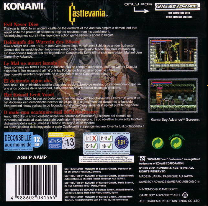 Castlevania — box-2D-back (EU)