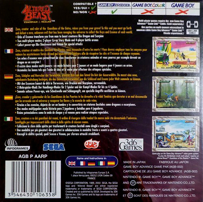 Altered Beast - Guardian Of The Realms — box-2D-back (EU)