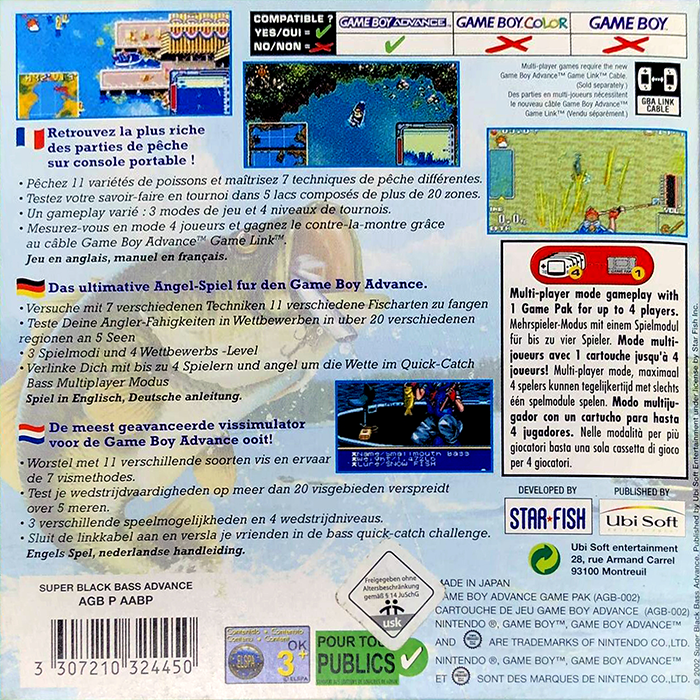 Super Black Bass Advance — box-2D-back (EU)