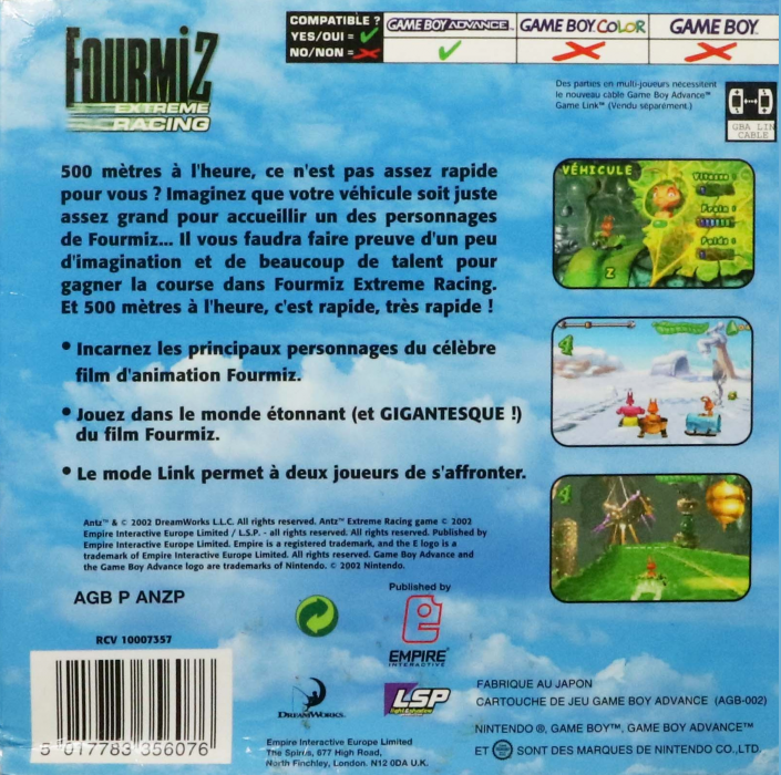Antz - Extreme Racing — box-2D-back (FR)