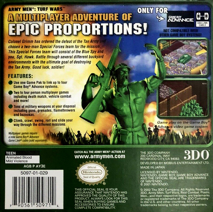 Army Men - Turf Wars — box-2D-back (US)
