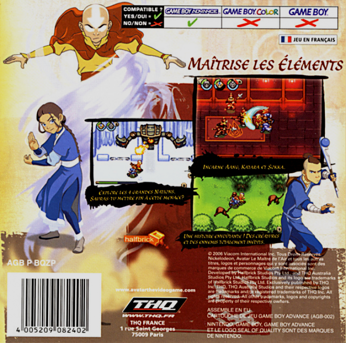 Avatar - The Legend of Aang — box-2D-back (FR)